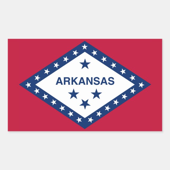 Arkansas Statlig flagga Rektangulärt Klistermärke (Framsida)