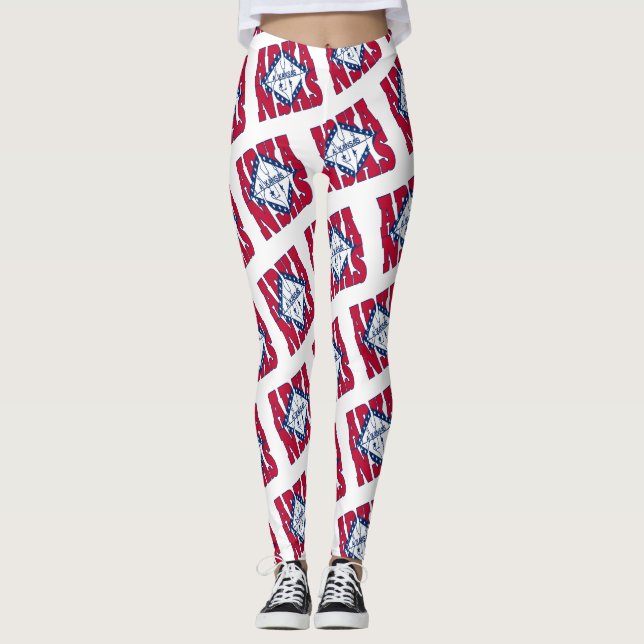 Arkansas statlig flagga text mönster leggings (Framsida)