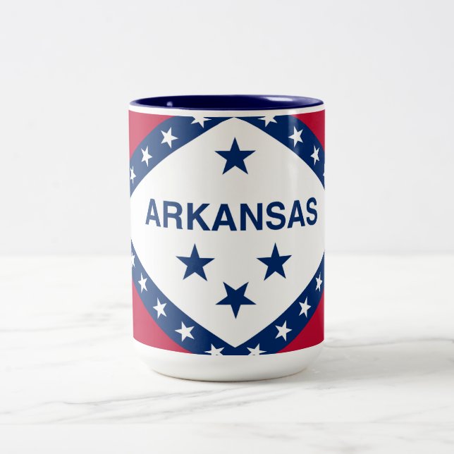 Arkansas Statlig flagga Två-Tonad Mugg (Center)