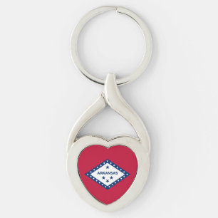 Arkansas statsflagga twisted heart silverfärgad nyckelring