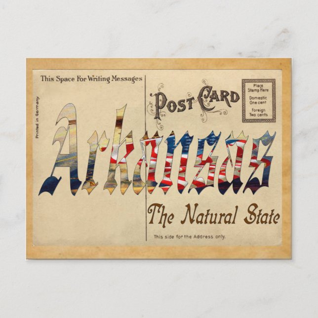 Arkansas-tillstånd för tidigare vykort (Framsida)