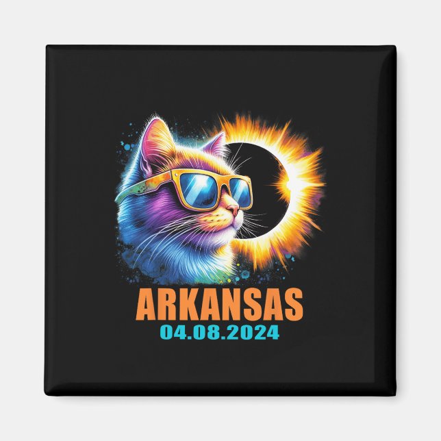 Arkansas Total Solar Eclipse 2024 Cat Solar Eclips Magnet (Framsidan)