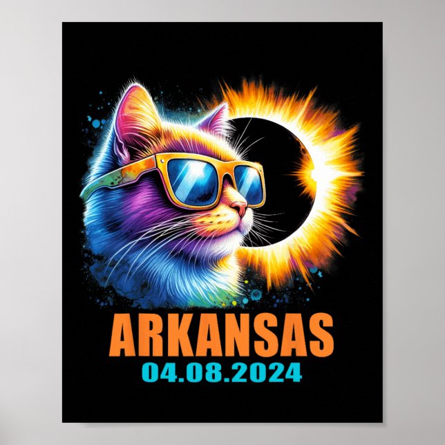 Arkansas Total Solar Eclipse 2024 Cat Solar Eclips Poster (Framsidan)