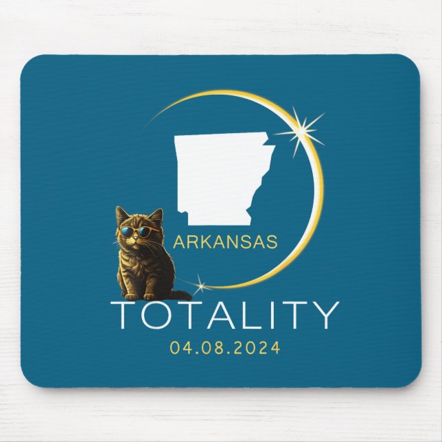 Arkansas Total Solförmörkelse 2024 Rolig Kattglasö Musmatta (Framsidan)