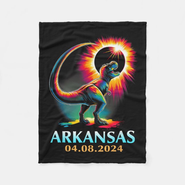 Arkansas Totality Total Solar Eclipse 2024 T Rex D Fleecefilt (Framsidan)