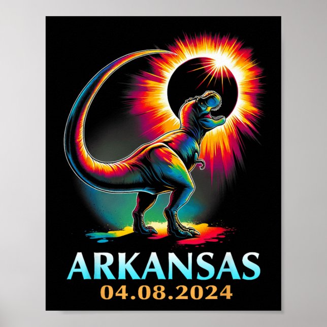 Arkansas Totality Total Solar Eclipse 2024 T Rex D Poster (Framsidan)