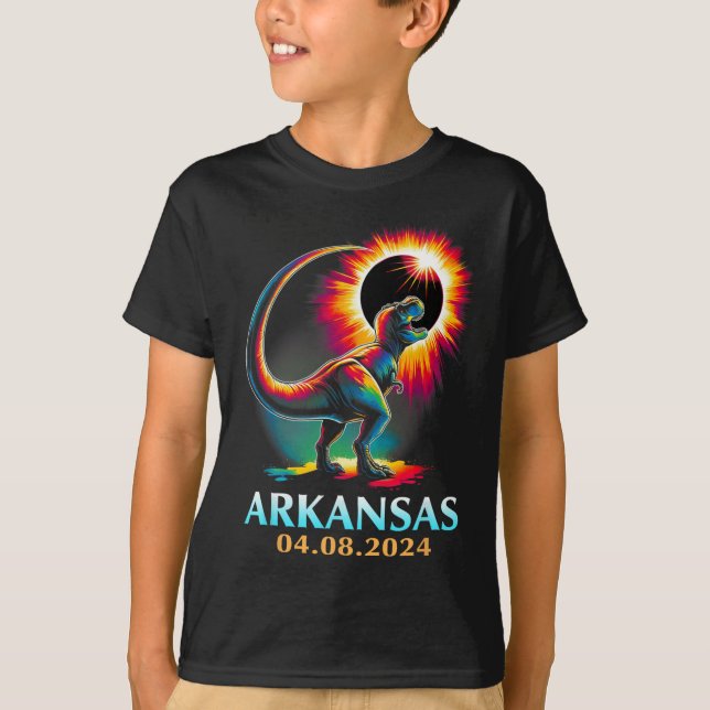 Arkansas Totality Total Solar Eclipse 2024 T Rex D Shirt (Framsida)