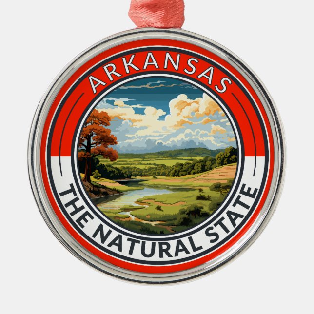 Arkansas Travel Art Badge Julgransprydnad Metall (Framsidan)
