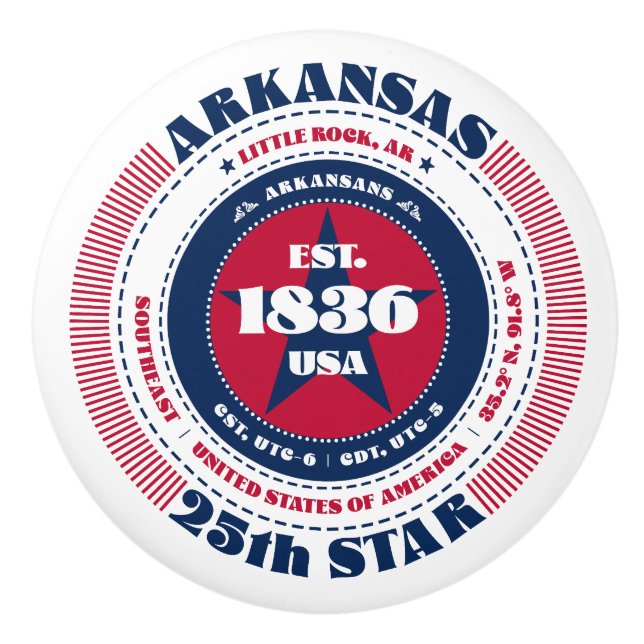 Arkansas US State Rött vitt blått Typography Knopp (Framsidan)