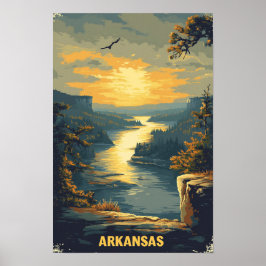 Arkansas USA Art Vintage Illustration Travel Poster