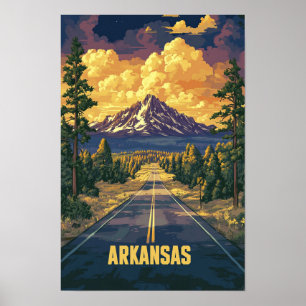 Arkansas USA Konst Vintage Illustration Resa Poster