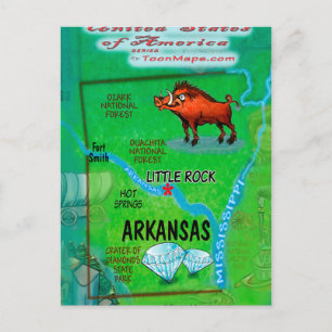 Arkansas USA-kort Vykort