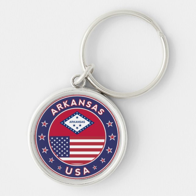Arkansas, USA, stater Rund Silverfärgad Nyckelring (Framsidan)