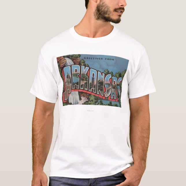 Arkansas (vattenfallplats) - stora brevplatser t-shirt (Framsida)