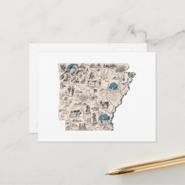 Arkansas Vintage Bild Karta Antique State Diagram Vykort