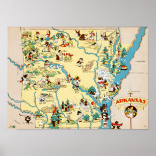 Arkansas Vintage Karta Poster