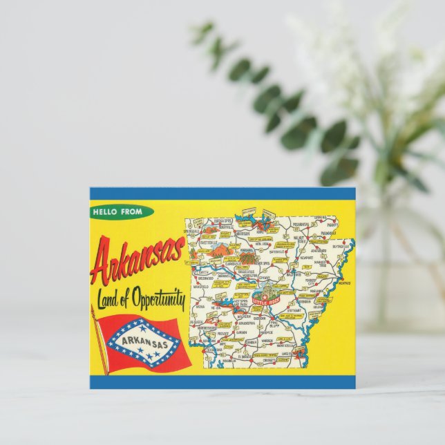 Arkansas Vintage vägkarta vykort  (Stående Fram)