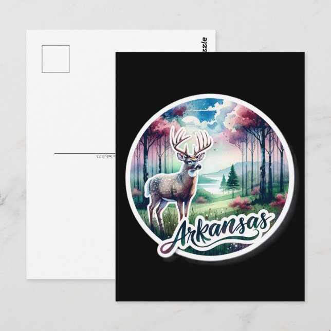Arkansas, vit hjort, postkorsning vykort (Fram/baksida)