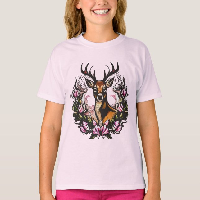 Arkansas White-tailed Deer With Apple Blossom T Shirt (Framsida)