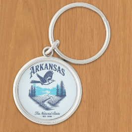 Arkansas – Wild and Beautiful Rund Silverfärgad Nyckelring