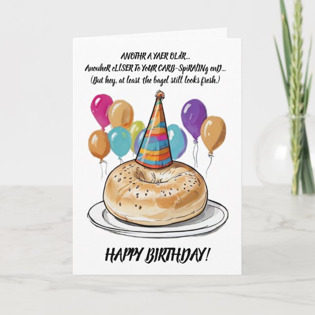 Arkastic Bagel Birthday med ballonger Kort (Framsida)