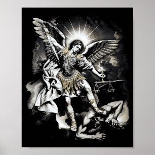 Ärkeängel Mikael besegrar Satan krigare Poster
