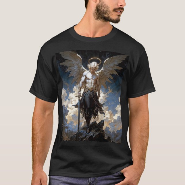Ärkeängel Mikael Fantasyillustration T Shirt (Framsida)