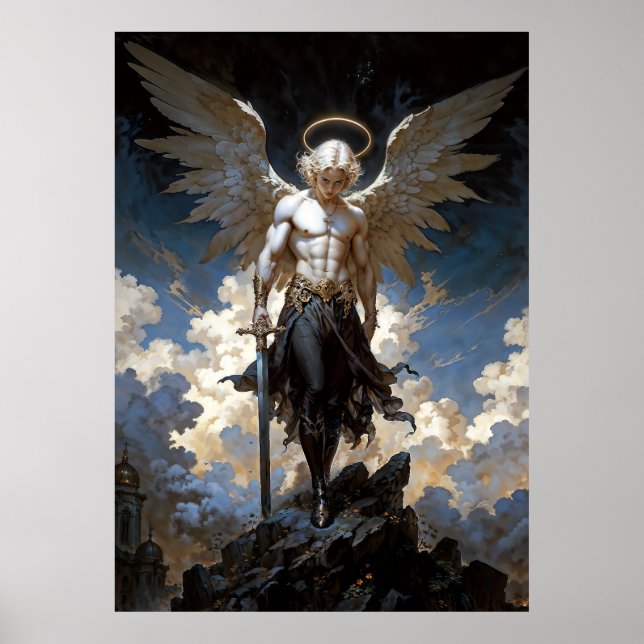 Ärkeängel Mikaels fantasillustration Poster (Framsidan)