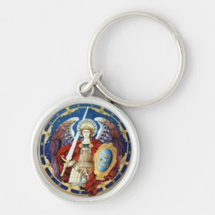 Ärkeängel St Michael Rund Silverfärgad Nyckelring