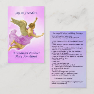 Ärkeängel Zadkiel och Heliga Amethyst Visitkort
