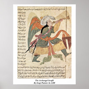 Ärkeängeln Israfil av den irakiska målare i 1280 Poster