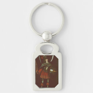 Ärkeängeln Mikael av Francisco de Zurbarán Rektangulärt Silverfärgad Nyckelring