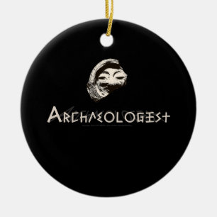 Arkeolog i Primitive Grekiska Brev Julgransprydnad Keramik