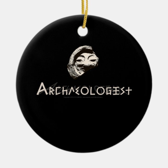 Arkeolog i Primitive Grekiska Brev Julgransprydnad Keramik (Framsidan)