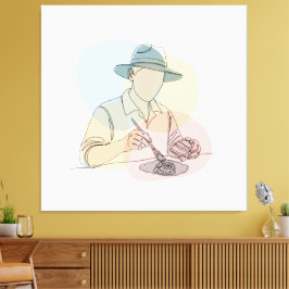 Arkeolog One Line Art, kontinuerlig enkel Canvastryck