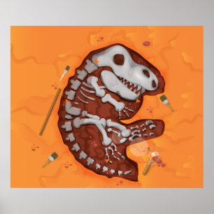 Arkeologi Dinosaur Bones Gräver Poster