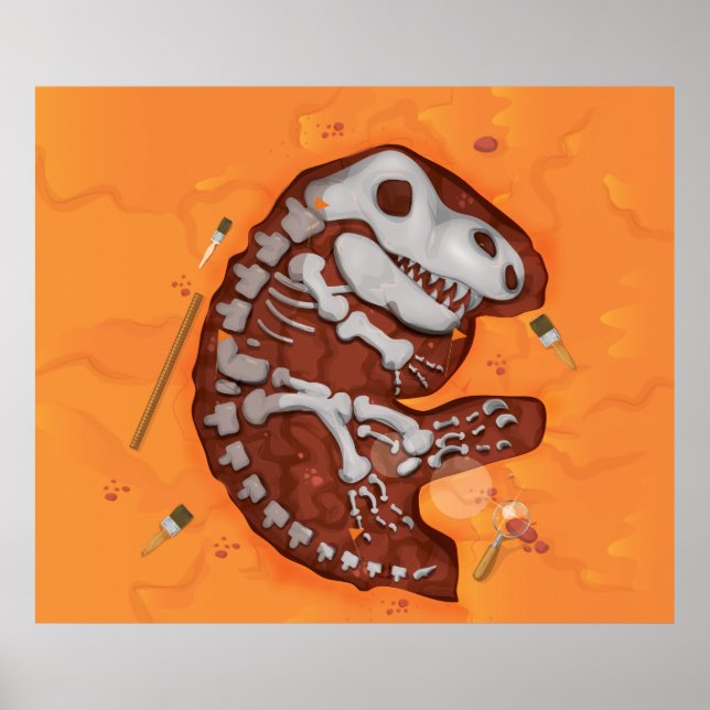Arkeologi Dinosaurie Ben Utgrävning Poster (Framsidan)
