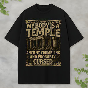 Arkeologi Humor Forntida och Förbannad Tempeldesig T Shirt