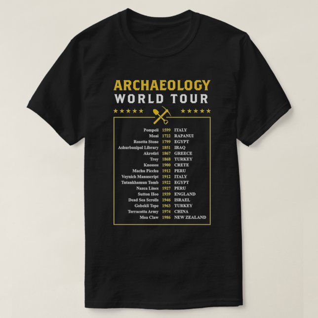 Arkeologi World Tour Archeolog Gift T Shirt (Design framsida)