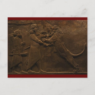 Arkeologisk sökning: Assyrian Lejon Hunt Fresco Vykort