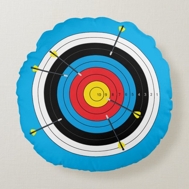 Arkeribullseye, Bow Shooting Target och Pilar Rund Kudde (Framsidan)