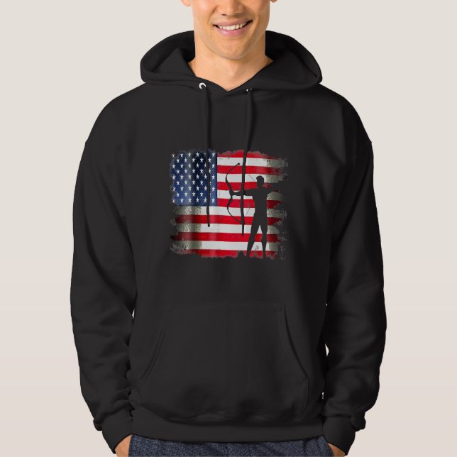 Arkeriet Patriotic American Flagga 4:e juli Archer Hoodie (Framsida)