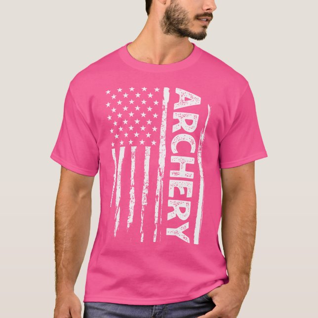 Arkery American Flagga Hunter Target Shooting Long T Shirt (Framsida)