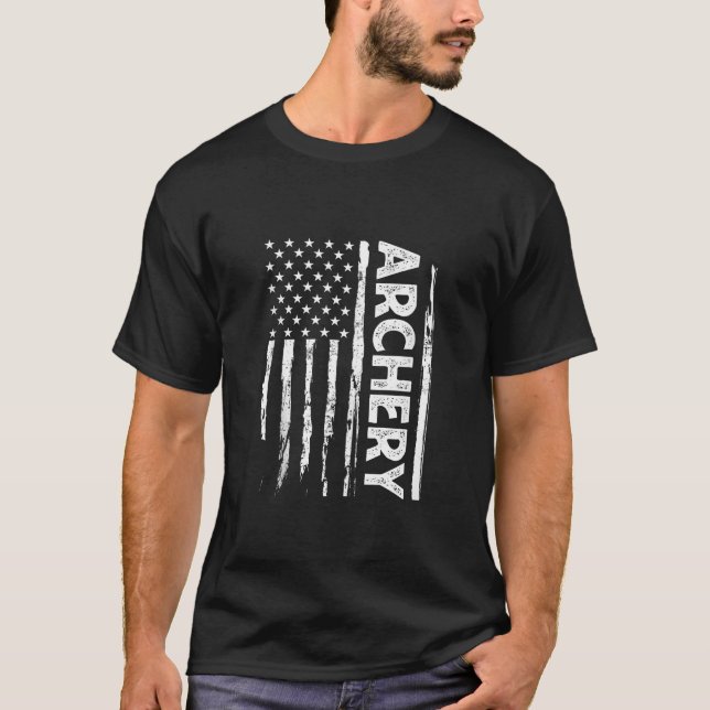 Arkery American Flagga Hunter Target Shooting Long T Shirt (Framsida)