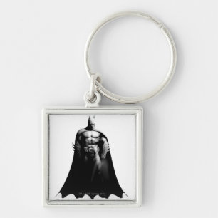 Arkham City   Batman Black and White Wide Pose Fyrkantig Silverfärgad Nyckelring