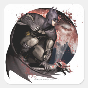 Arkham City Batman Måne Fyrkantigt Klistermärke
