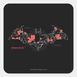 Arkham City Diagram Fyrkantigt Klistermärke