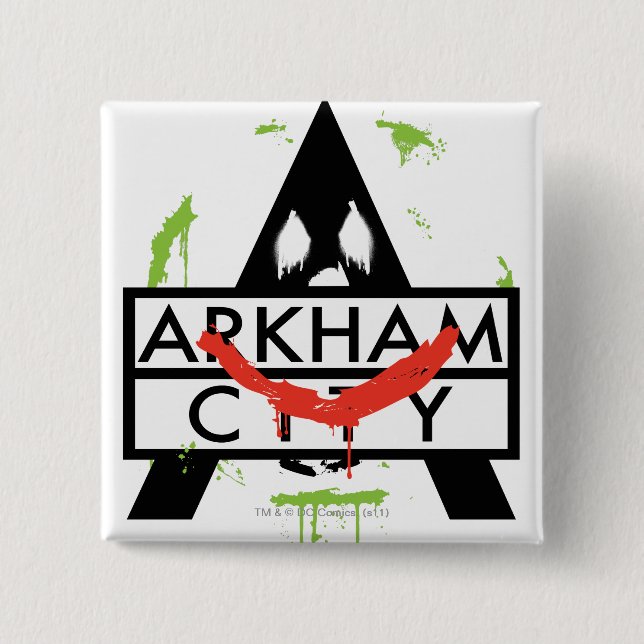 Arkham City Icon w/ Joker marks 2 Knapp (Framsida)