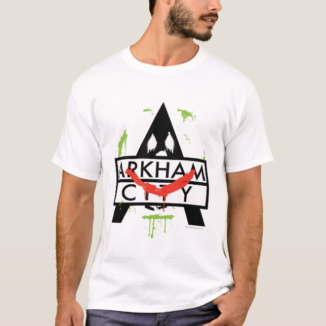 Arkham City Icon w/ Joker marks 2 T Shirt (Framsida)