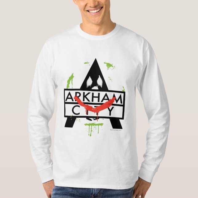 Arkham City Icon w/ Joker marks 2 T Shirt (Framsida)